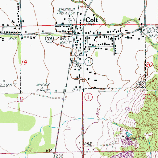 Topographic Map of Colt Post Office, AR