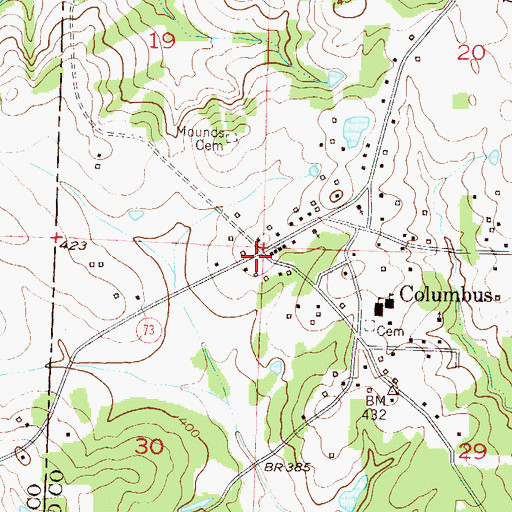 Topographic Map of Columbus Post Office, AR