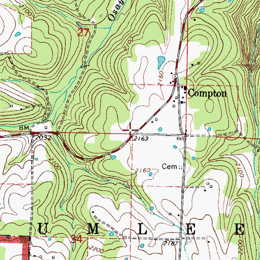 Topographic Map of Compton Post Office, AR