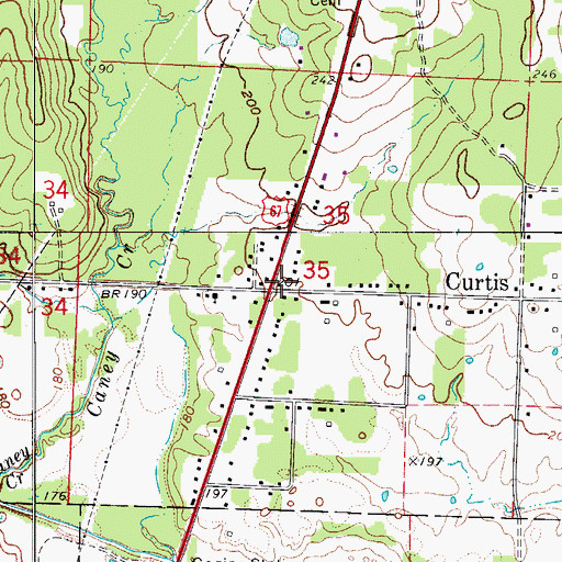 Topographic Map of Curtis Post Office, AR