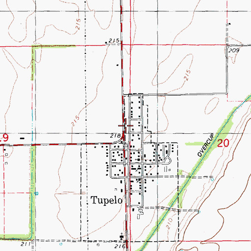 Topographic Map of Tupelo Post Office, AR