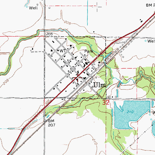 Topographic Map of Ulm Post Office, AR