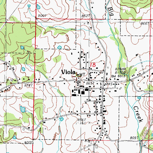 Topographic Map of Viola Post Office, AR