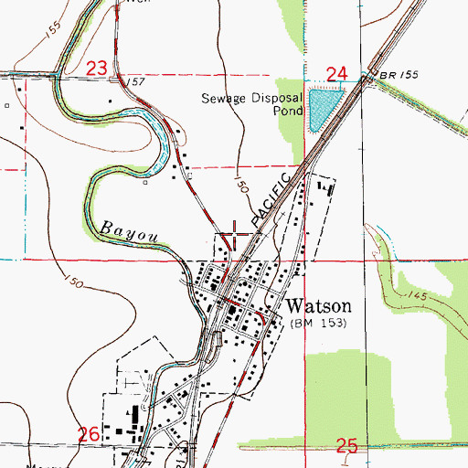 Topographic Map of Watson Post Office, AR