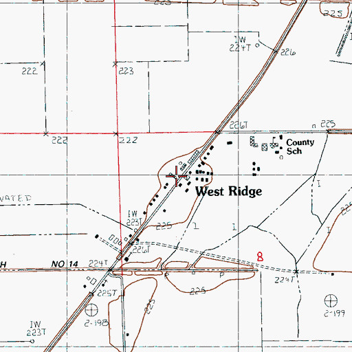 Topographic Map of West Ridge Post Office, AR
