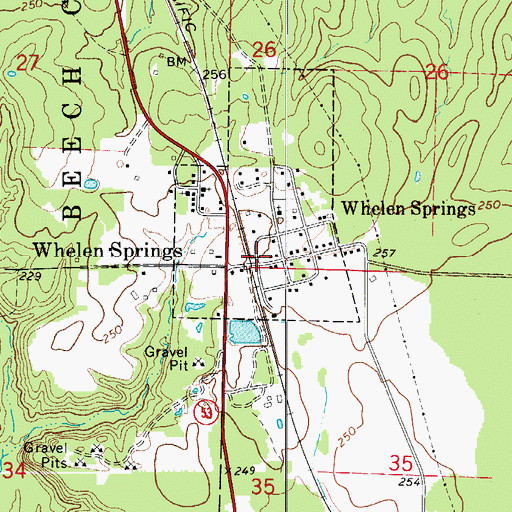 Topographic Map of Whelen Springs Post Office, AR