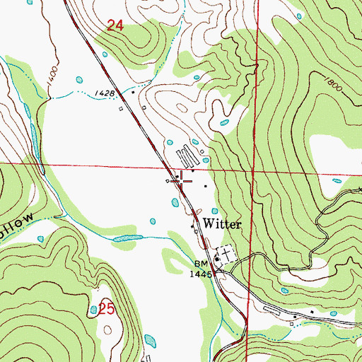 Topographic Map of Witter Post Office, AR