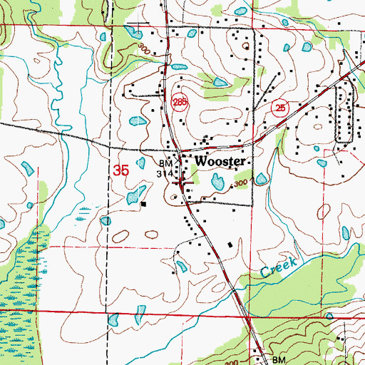 Topographic Map of Wooster Post Office, AR