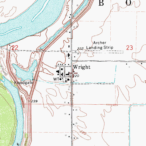 Topographic Map of Wright Post Office, AR