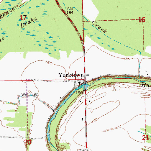 Topographic Map of Yorktown Post Office, AR