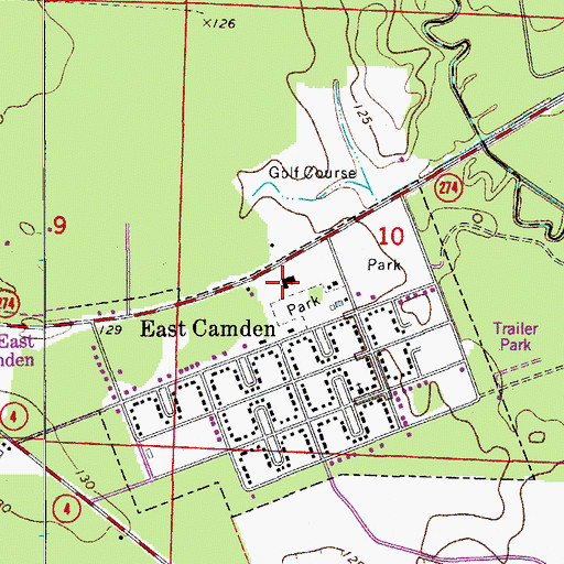 Topographic Map of East Camden Post Office, AR