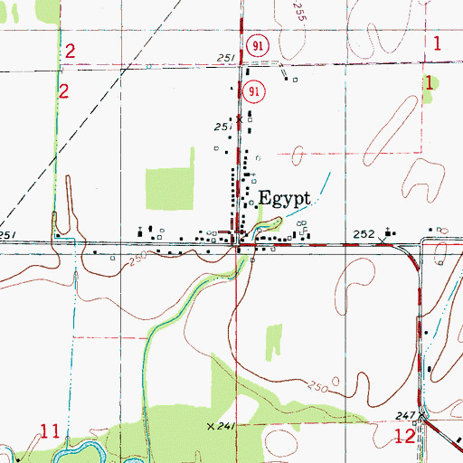 Topographic Map of Egypt Post Office, AR