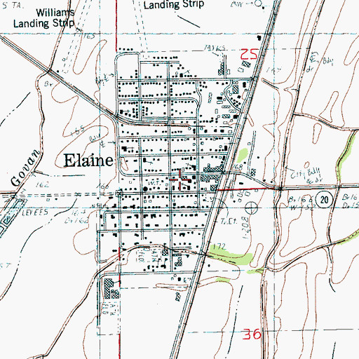 Topographic Map of Elaine Post Office, AR