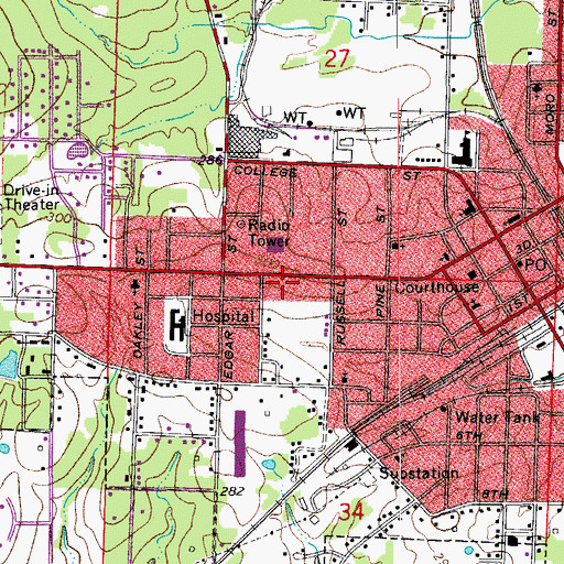 Topographic Map of Fordyce Post Office, AR