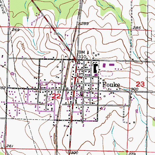 Topographic Map of Fouke Post Office, AR
