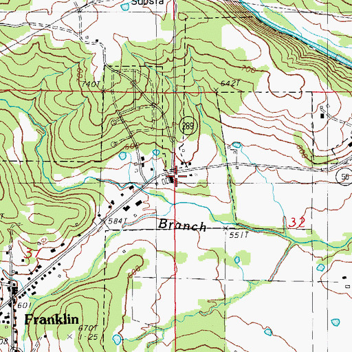 Topographic Map of Franklin Post Office, AR