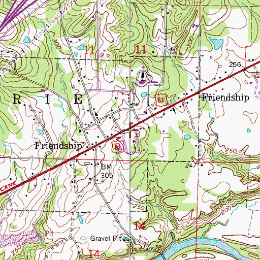 Topographic Map of Friendship Post Office, AR