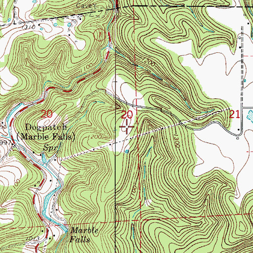 Topographic Map of Marble Falls Post Office, AR