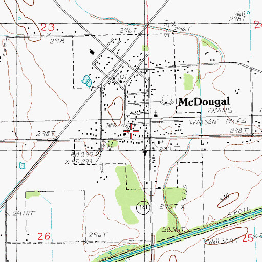 Topographic Map of McDougal Post Office, AR