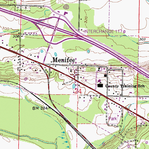 Topographic Map of Menifee Post Office, AR