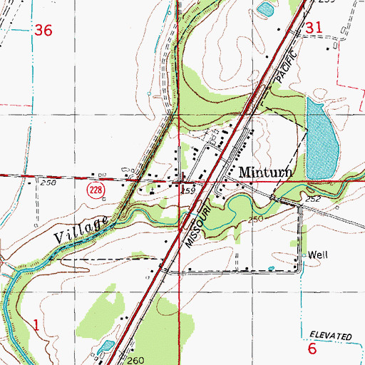 Topographic Map of Minturn Post Office, AR