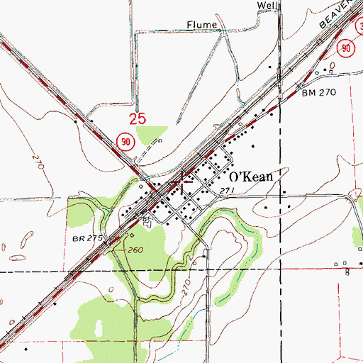 Topographic Map of O Kean Post Office, AR