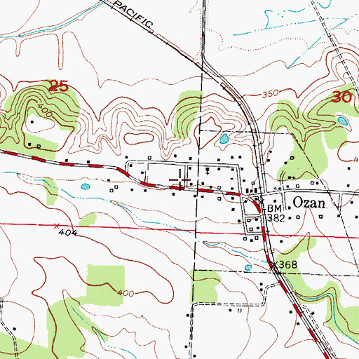 Topographic Map of Ozan Post Office, AR