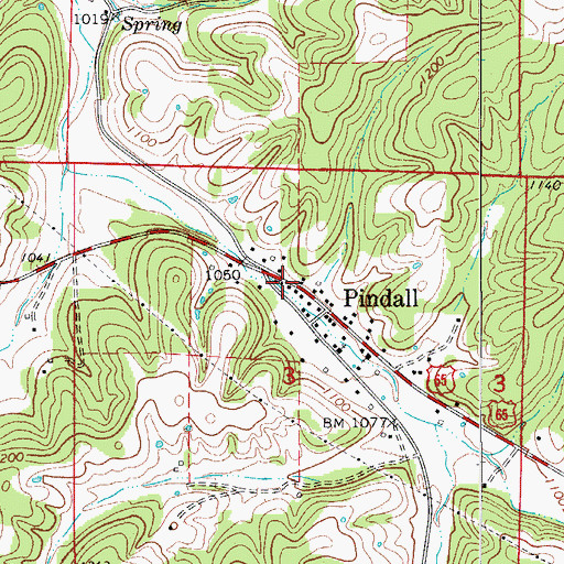 Topographic Map of Pindall Post Office, AR