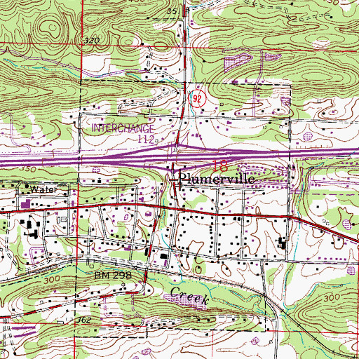 Topographic Map of Plumerville Post Office, AR