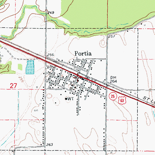 Topographic Map of Portia Post Office, AR