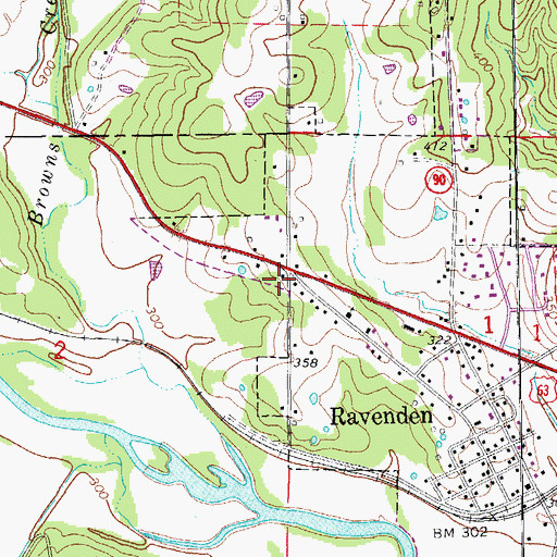 Topographic Map of Ravenden Post Office, AR