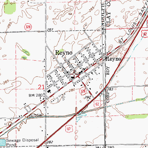 Topographic Map of Reyno Post Office, AR