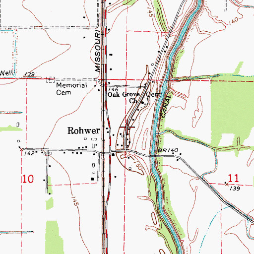 Topographic Map of Rohwer Post Office, AR