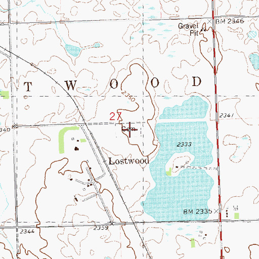Topographic Map of Lostwood Cemetery, ND