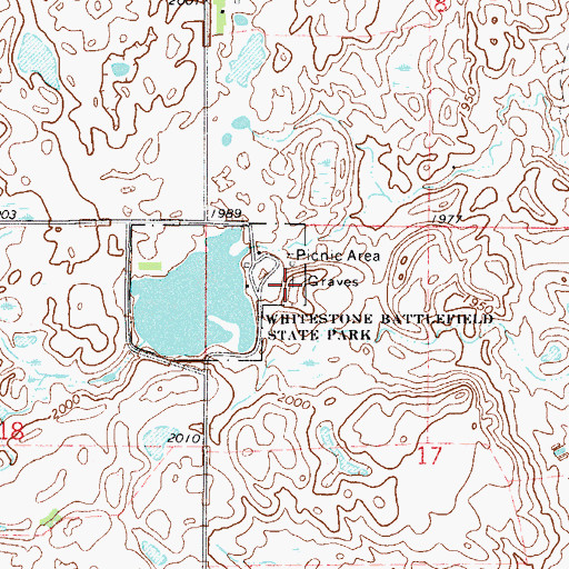 Topographic Map of Whitestone Hill State Historic Site Cemetery, ND