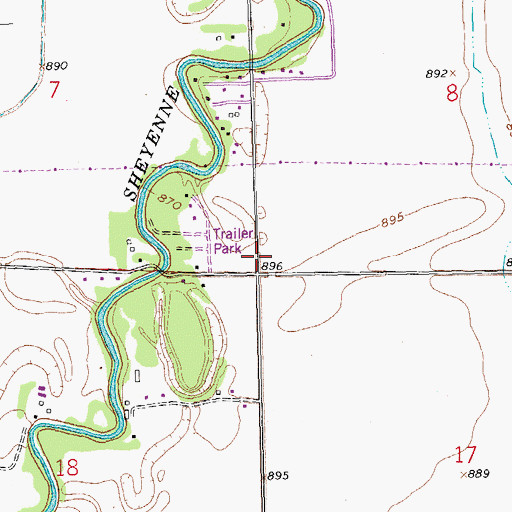 Topographic Map of Sheyenne Pioneer Cemetery, ND