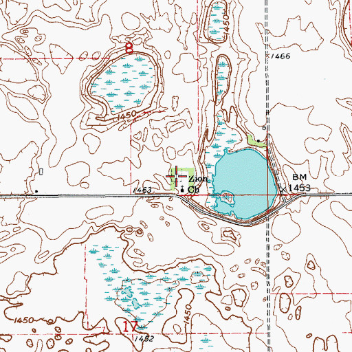 Topographic Map of Zion Cemetery, ND