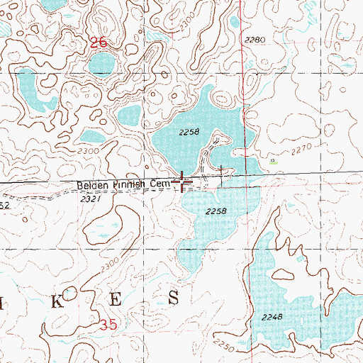 Topographic Map of Belden Finnish Cemetery, ND