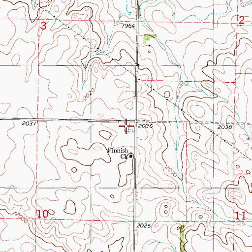 Topographic Map of Finnish Evangelical Lutheran Cemetery, ND