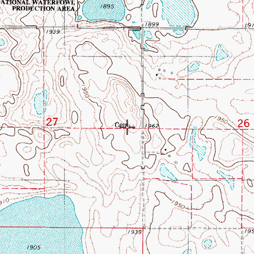 Topographic Map of Evangelical Lutheran Zion Cemetery, ND