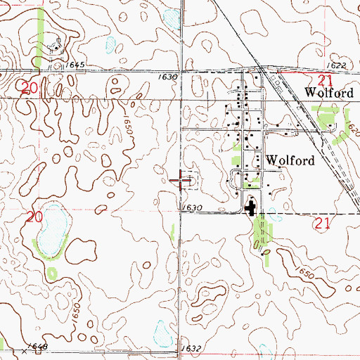 Topographic Map of Wolford Cemetery, ND