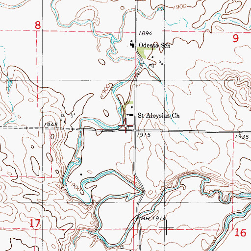 Topographic Map of Saint Aloysius Catholic Church Cemetery, ND