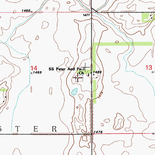 Topographic Map of Saints Peter and Paul Catholic Cemetery, ND