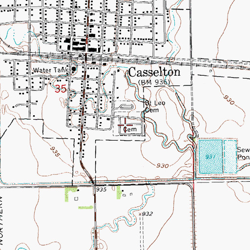 Topographic Map of Casselton Cemetery, ND