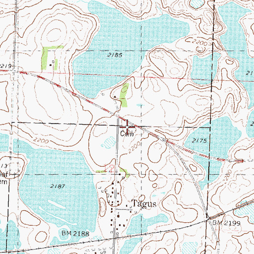Topographic Map of Tagus Lutheran Cemetery, ND