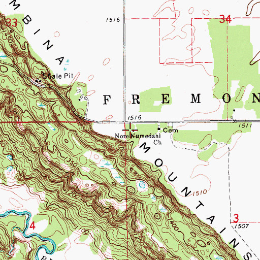 Topographic Map of Nore Numedahl Cemetery, ND