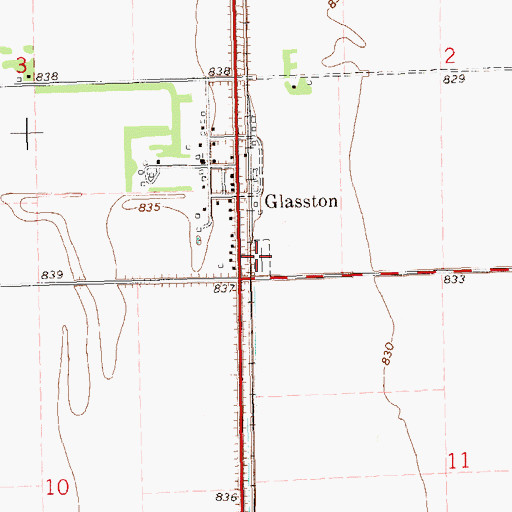 Topographic Map of Glasston Cemetery, ND