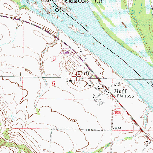 Topographic Map of Saint Martins Cemetery, ND