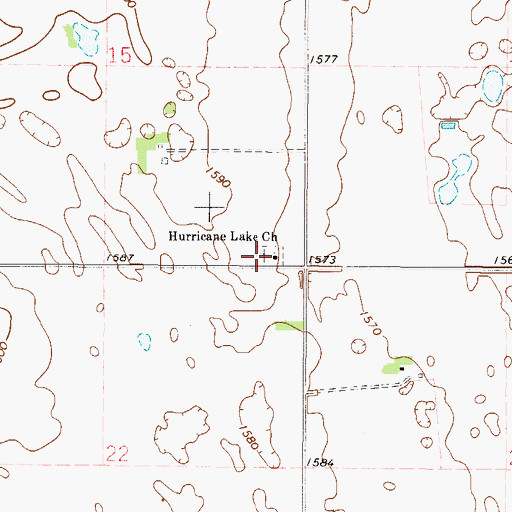 Topographic Map of Hurricane Lake Cemetery, ND