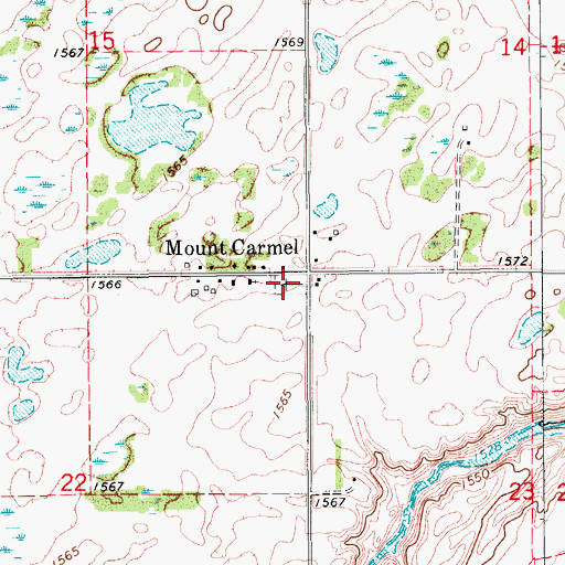 Topographic Map of Mount Carmel Catholic Cemetery, ND